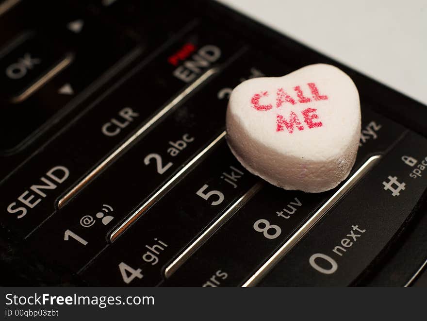 A heart shaped candy with a message. A heart shaped candy with a message.