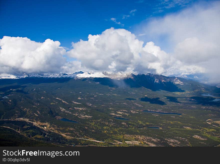 View from a mountain top in Jasper National Park, Alberta Canada. View from a mountain top in Jasper National Park, Alberta Canada