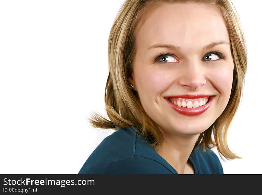 Blond Girl on a White Background