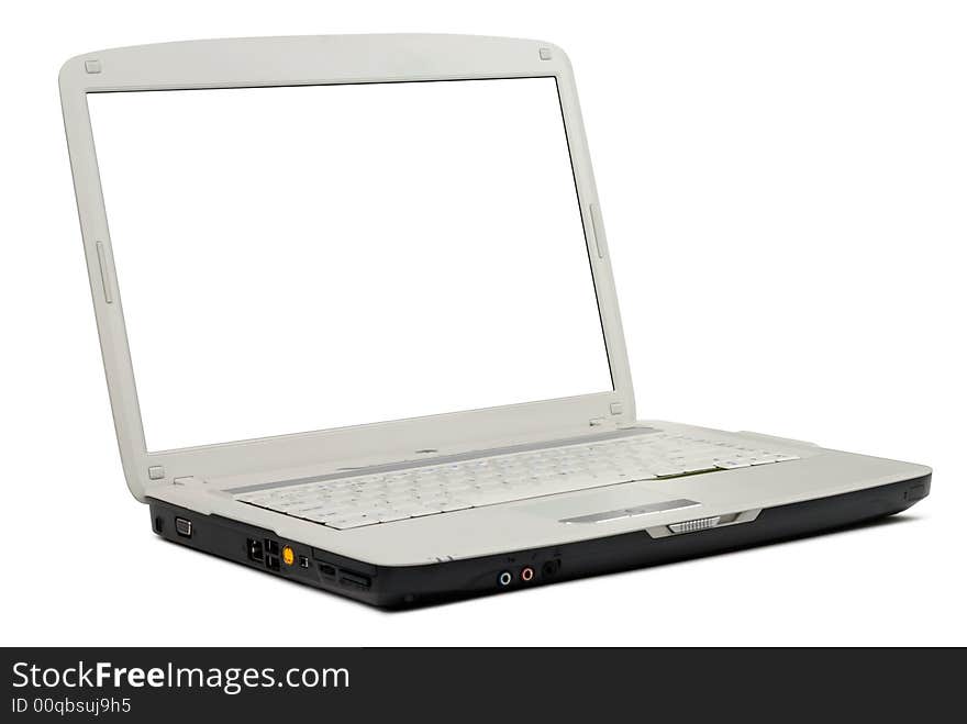 Gray rounded laptop isolated with clipping path over white background. Gray rounded laptop isolated with clipping path over white background