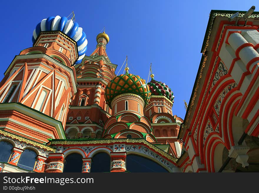 Multi-coloured domes of church