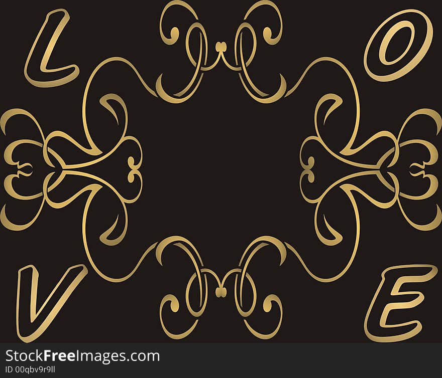 Love frame - black background -  illustration