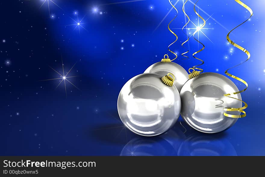 Glitter balls on christmas background