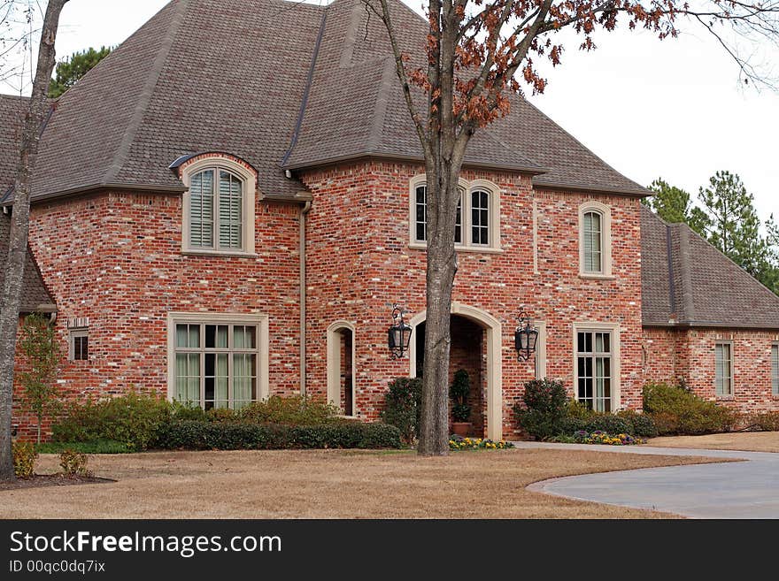 Palatial two story brick house in an urban subdivision. Palatial two story brick house in an urban subdivision