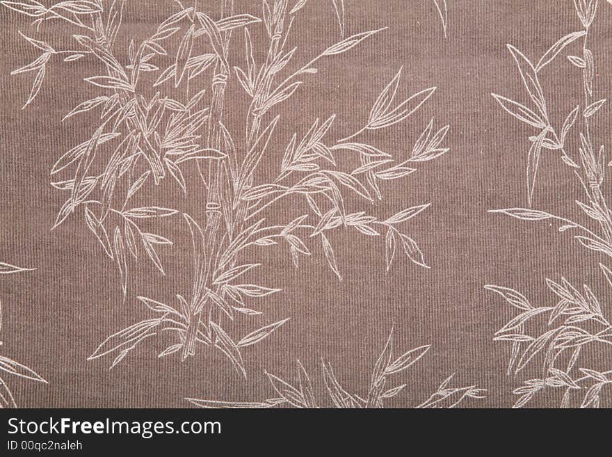 Plant Draw On Brown Textile Texture