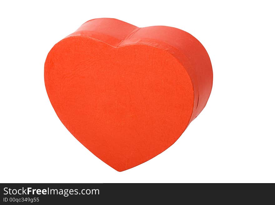 Isolated red vertical heart shape box with white background