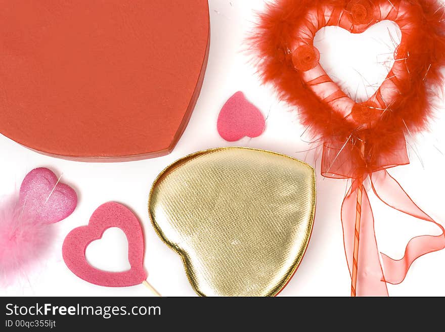 Some different closeup hearts on the white background