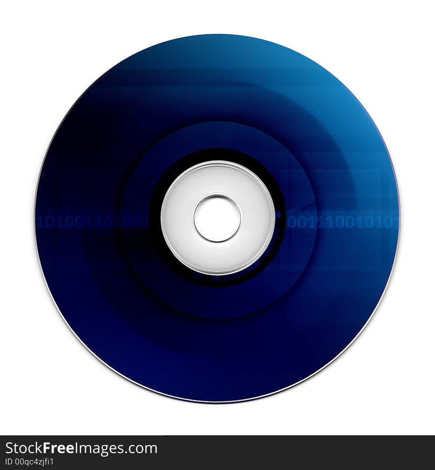 High-res scan of a compact disk isolated on white background. The label background was created additionally.