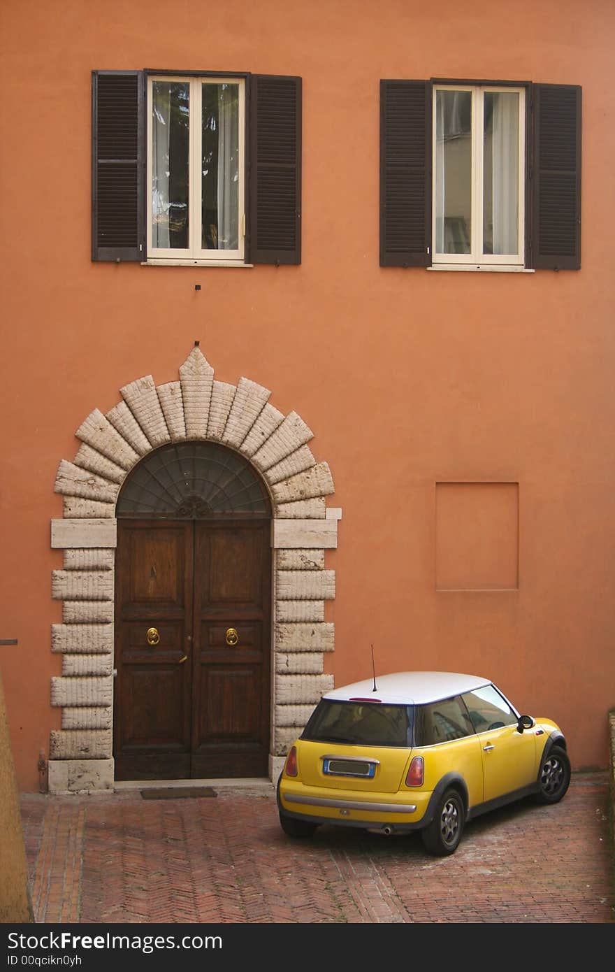 Car parked outside a house in Perugia, Italy. Car parked outside a house in Perugia, Italy