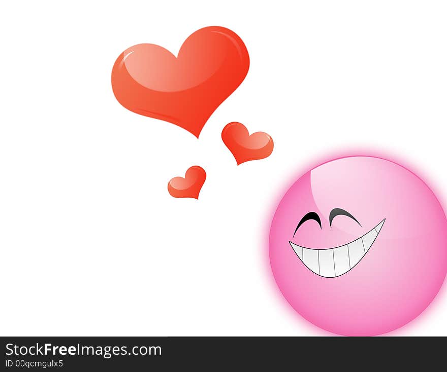 Abstract valentine background with big pink smile and hearts. Abstract valentine background with big pink smile and hearts