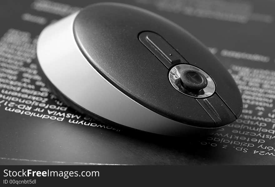 Computer wireless mouse in black and white