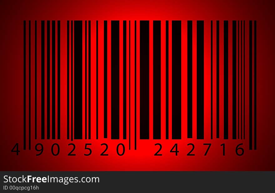 Bar code label in red light,2D digital art