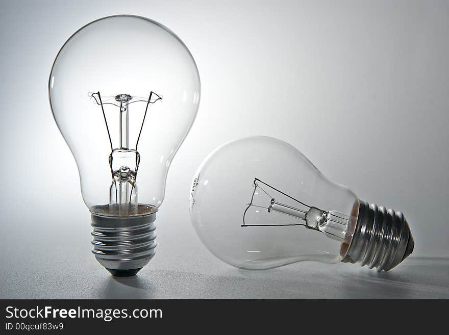 Two bulbs on white background