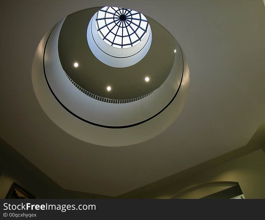 Shot looking up through the skylight of a hospital. Shot looking up through the skylight of a hospital