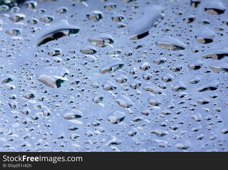 Macro Shot of Water Drops on Glass