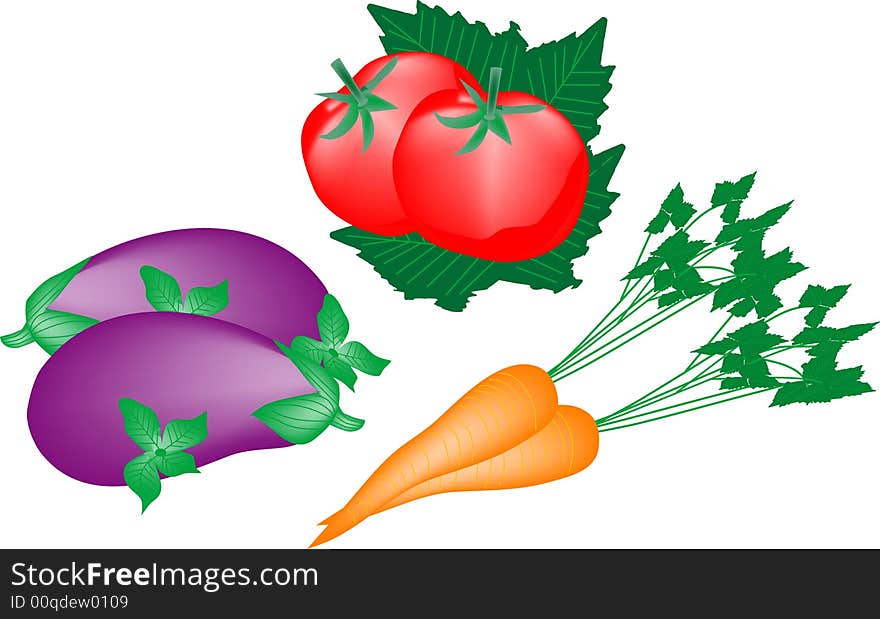 Tomato and carrot on white background. Tomato and carrot on white background