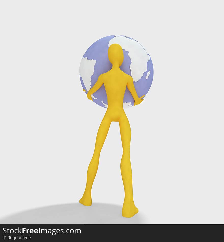 3d Man Holding Globe