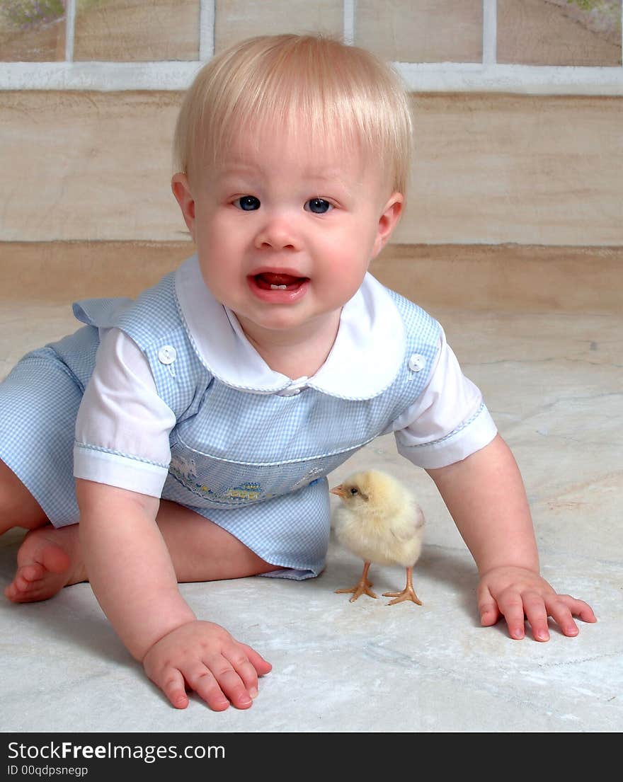 Chick and baby with a questioning expression. Chick and baby with a questioning expression.