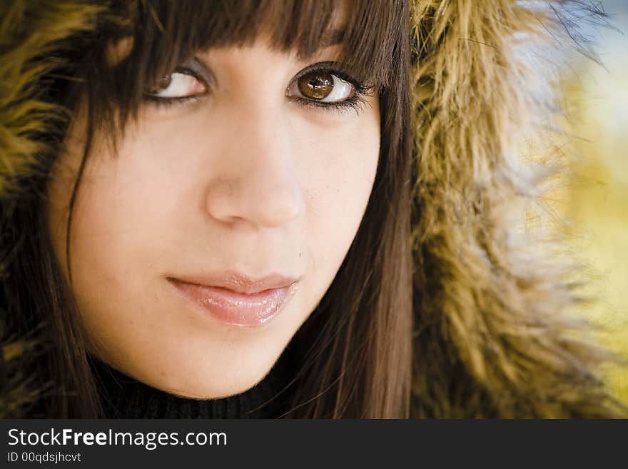 Woman portrait in winter fashion.