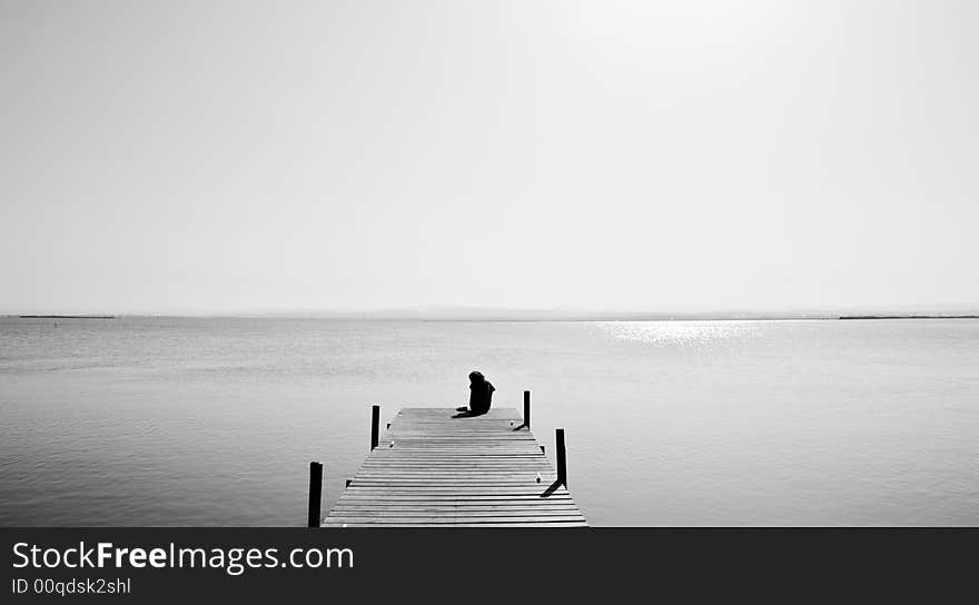 Lone woman in the lake. Lone woman in the lake.