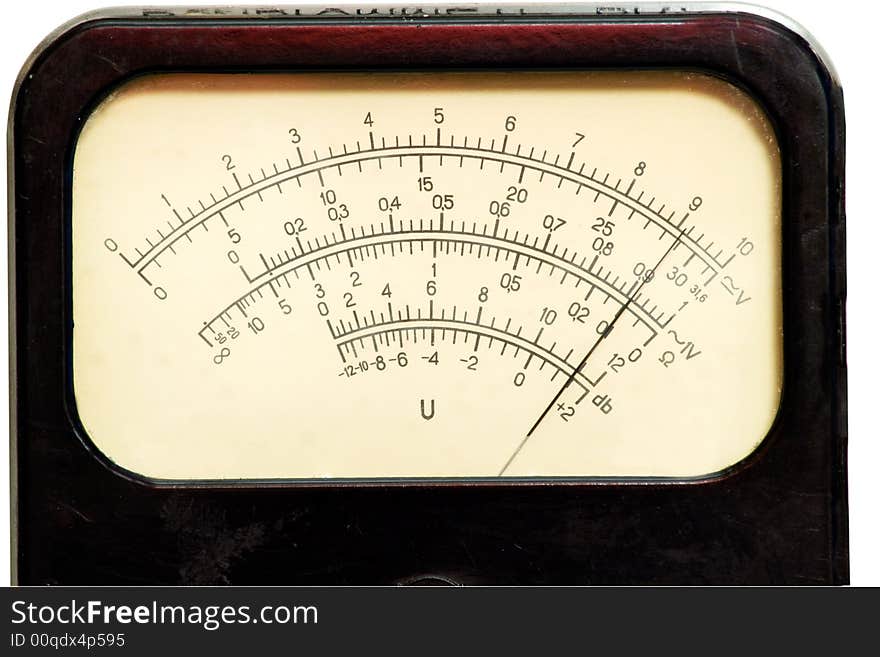 Vintage analog scale with pointer in right half of scale