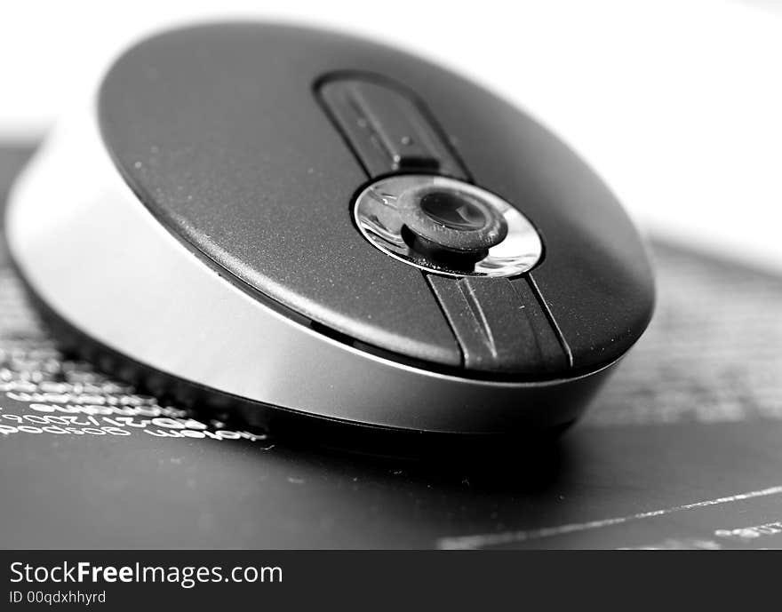 Computer wireless mouse in black and white