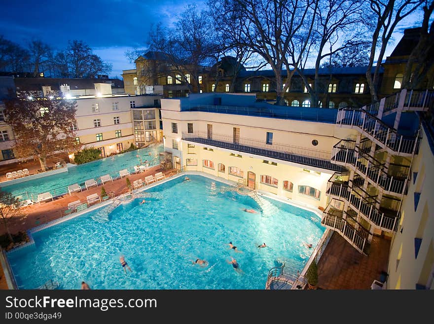 Morning swim in the public baths