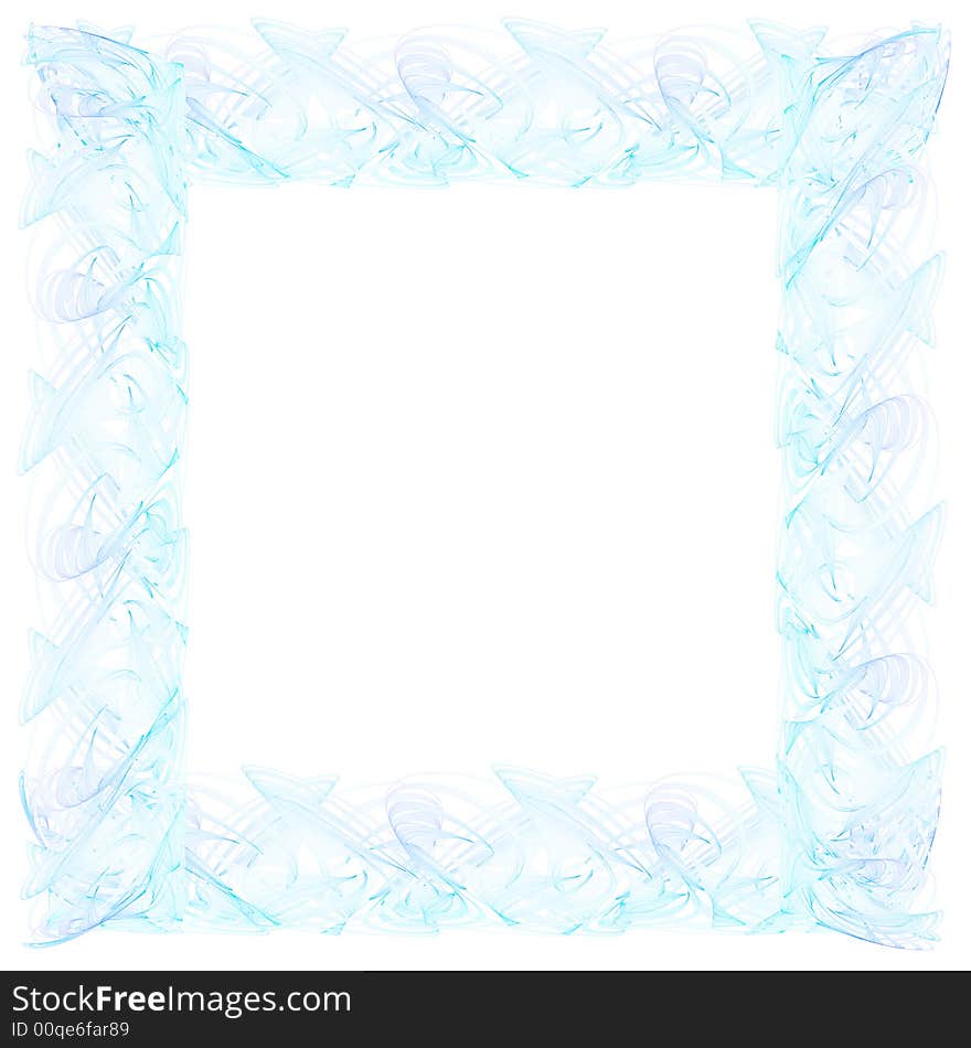 Delicate blue fractal frame over white. Delicate blue fractal frame over white