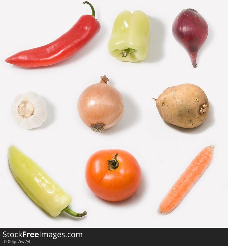 Vegetables isolated on white background