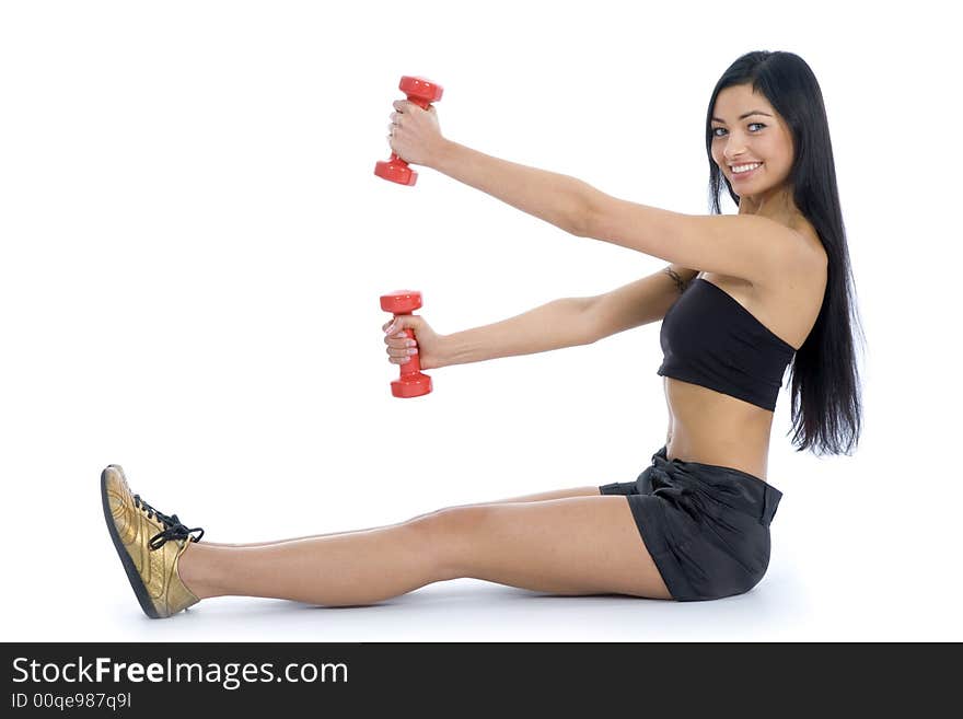 Beautiful Girl With Dumbbells