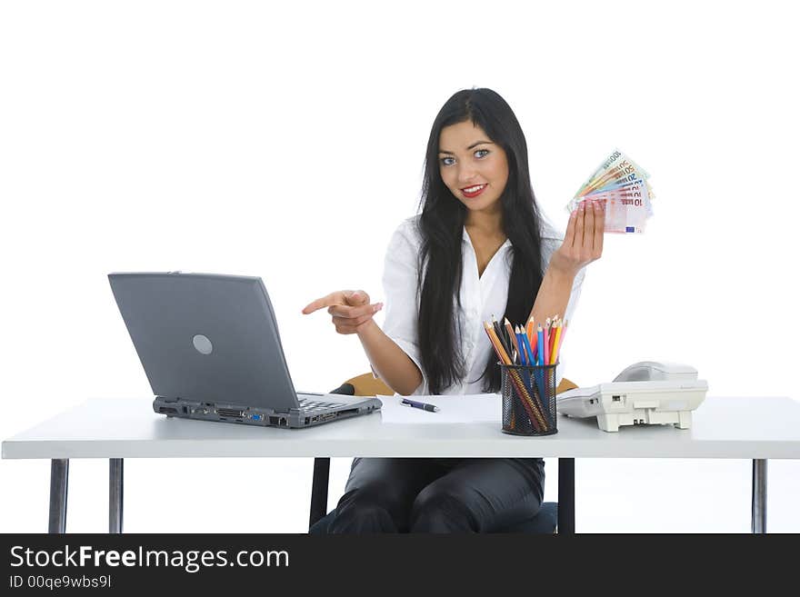 Business woman  working on isolated background