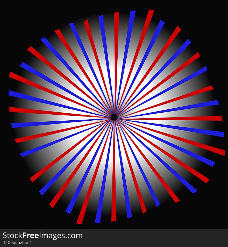 Illustration with red and blue on a black background. Illustration with red and blue on a black background