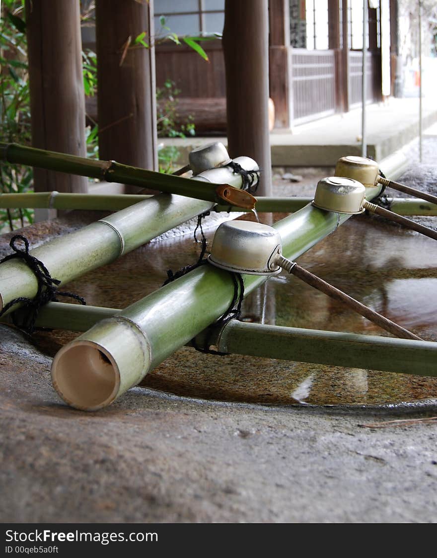 Sacred water in a shrine to purify visiter's hands or mouth