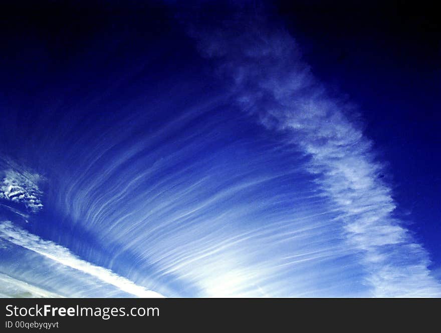 Blue sky and white clouds, sunset