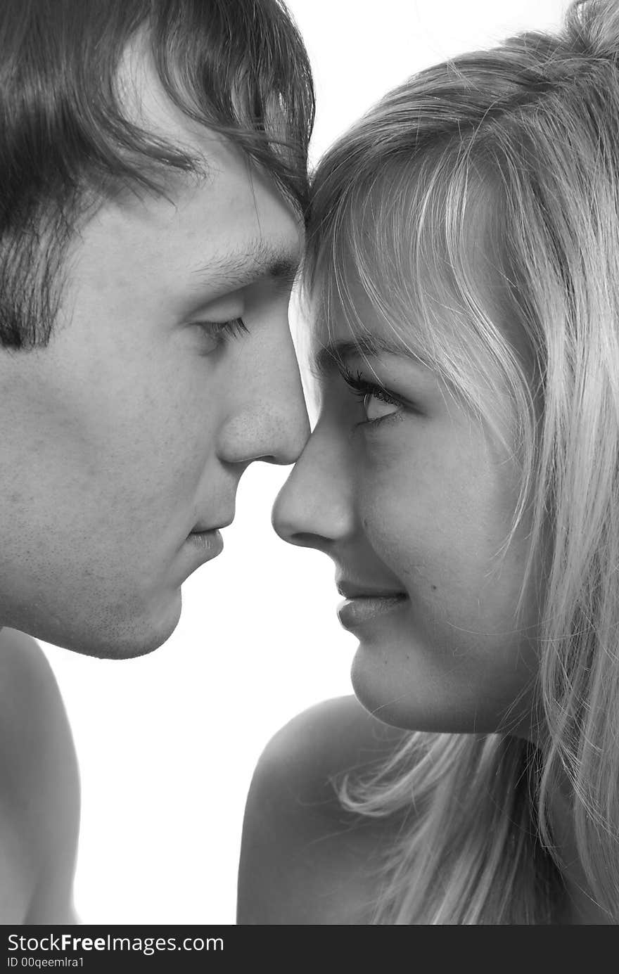 Young couple in love. Black and white. Young couple in love. Black and white