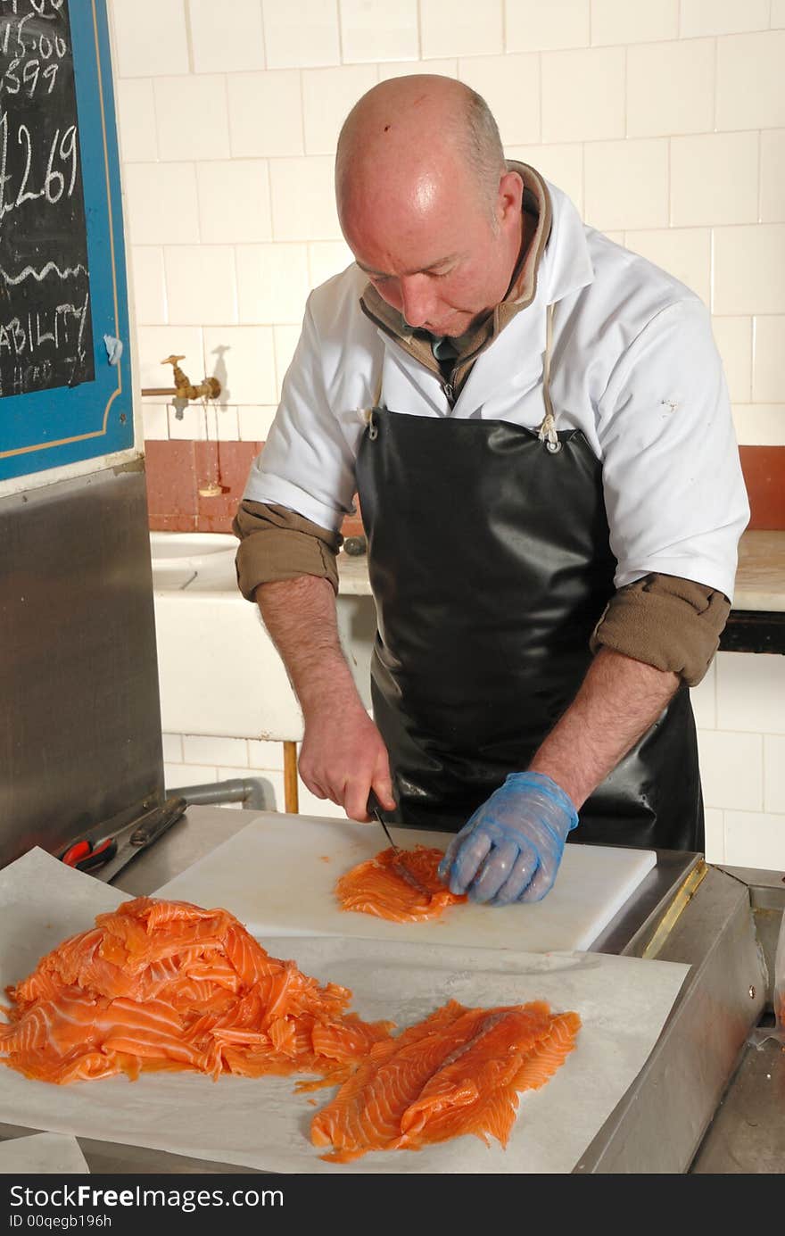 Cutting Smoked Salmon