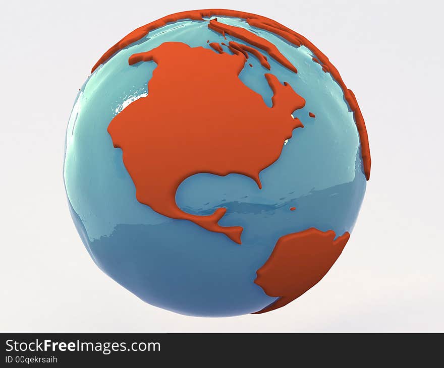 Planet earth 3d render showing united states. Planet earth 3d render showing united states