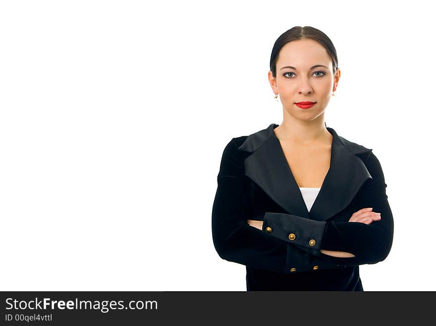 Business woman portrait on white background