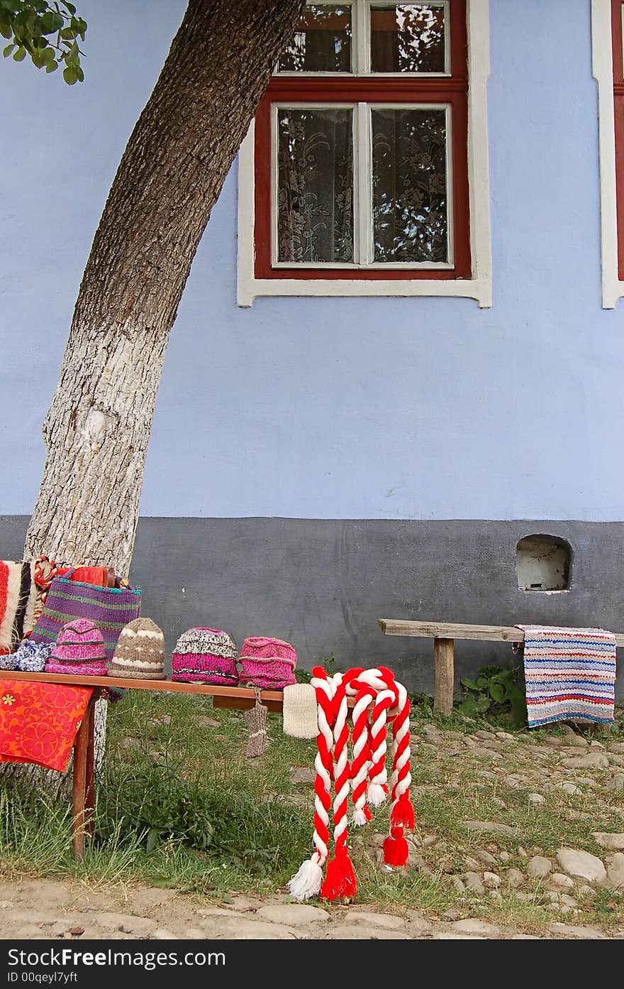 Hand-made things on a street in Viscri village, Transyllvania, Romania. Hand-made things on a street in Viscri village, Transyllvania, Romania