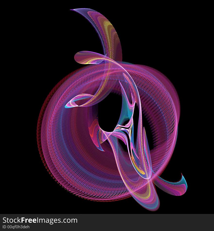 Abstract fractal image resembling a 3d rainbow extrusion of wire