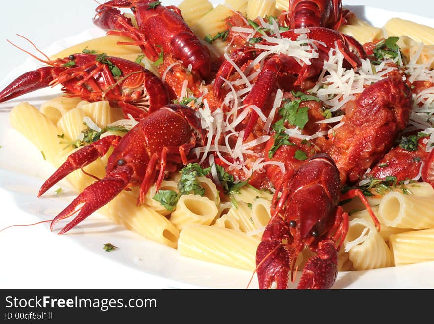 Pasta with crawfish and tomato sauce