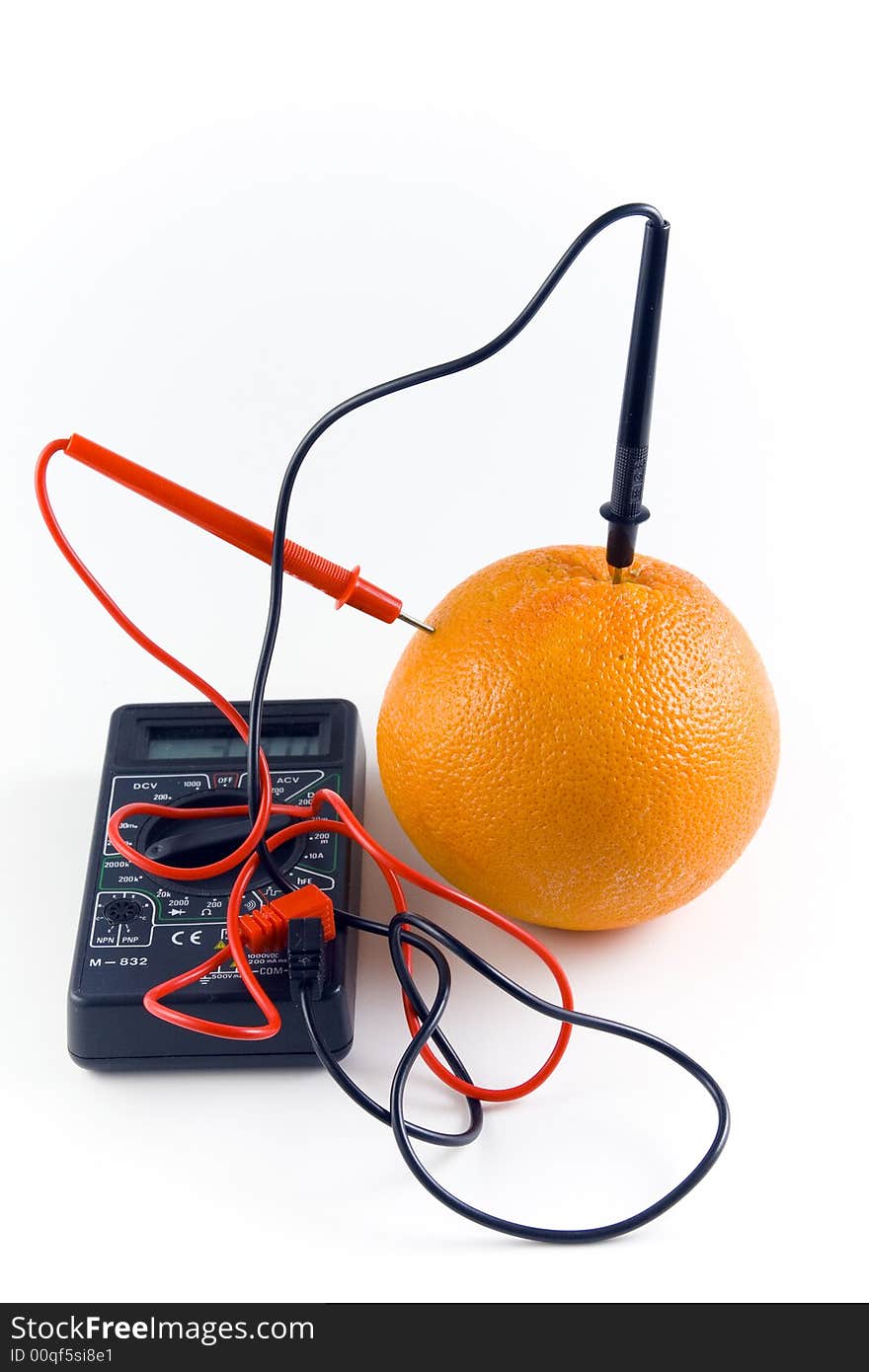 Measurement of an orange on a white background. Measurement of an orange on a white background