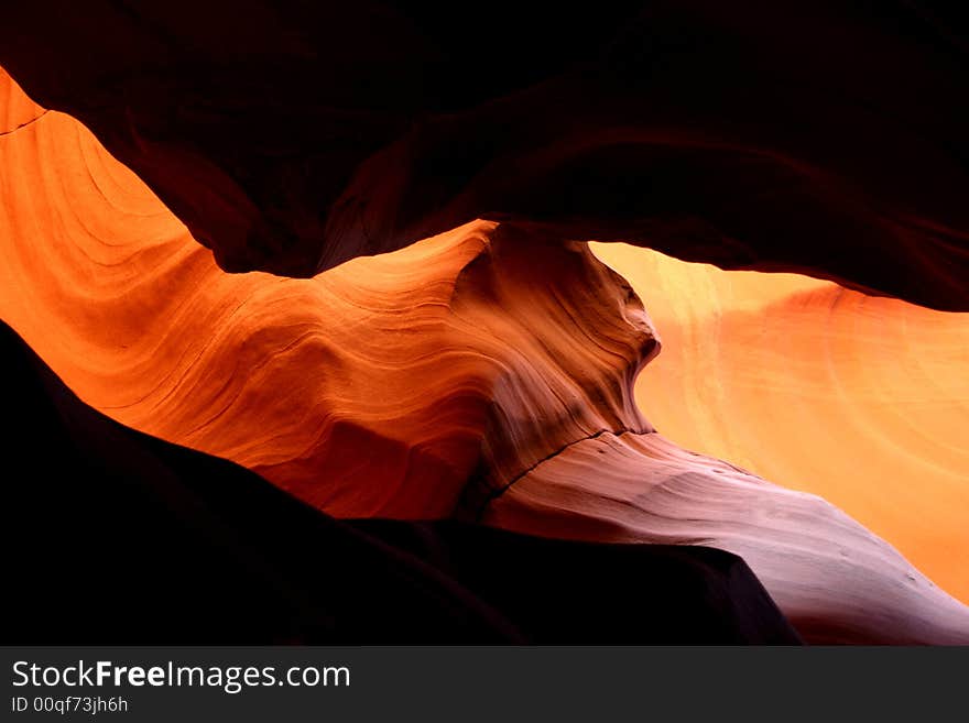 Slot canyon created by flowing water. Slot canyon created by flowing water