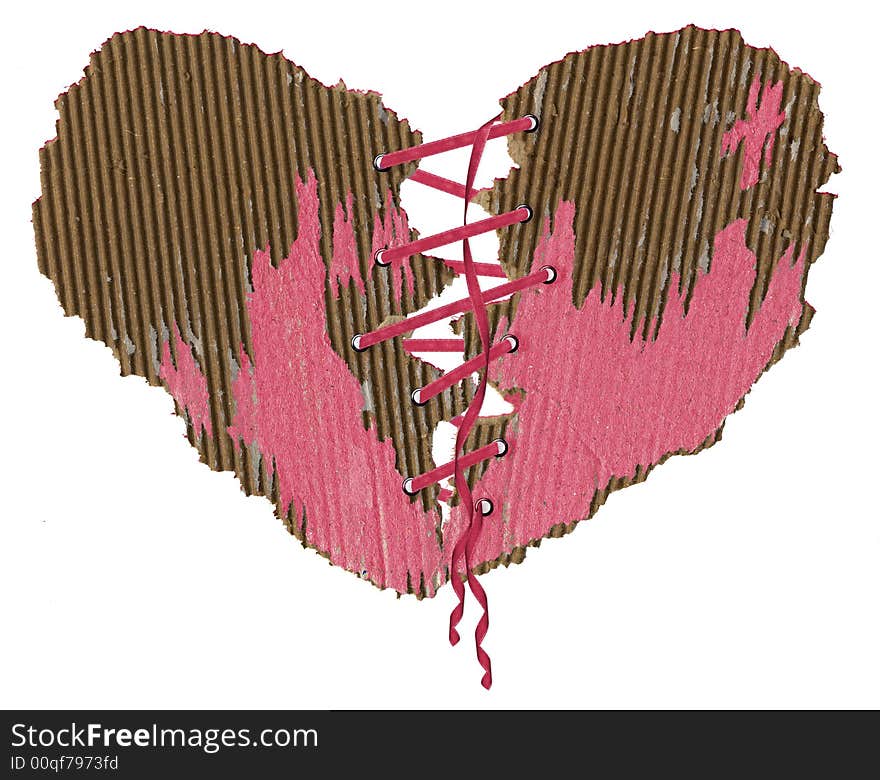 Heart from a paper with a pink tape