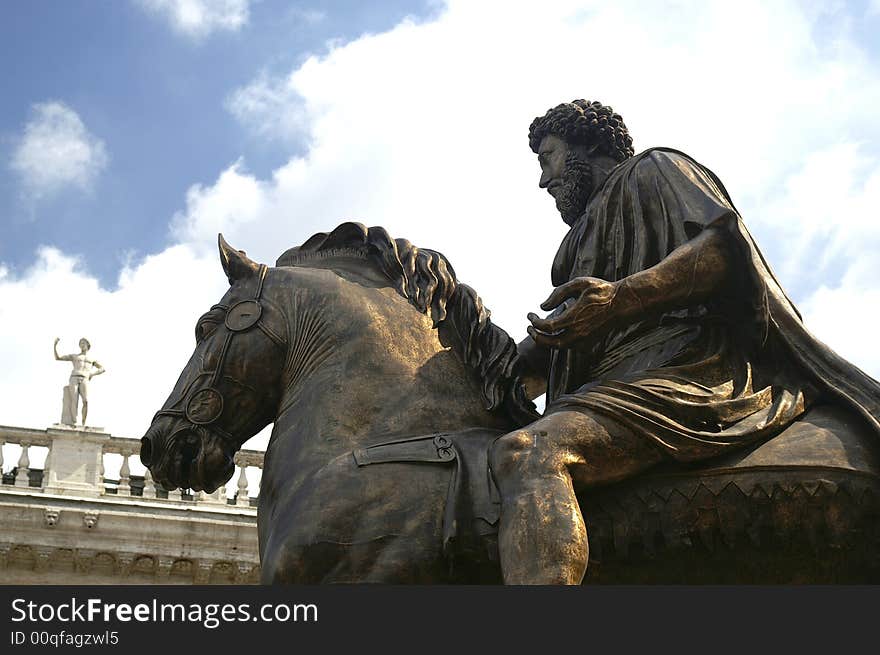 Statue of Roman on horse in Rome Italy. Statue of Roman on horse in Rome Italy