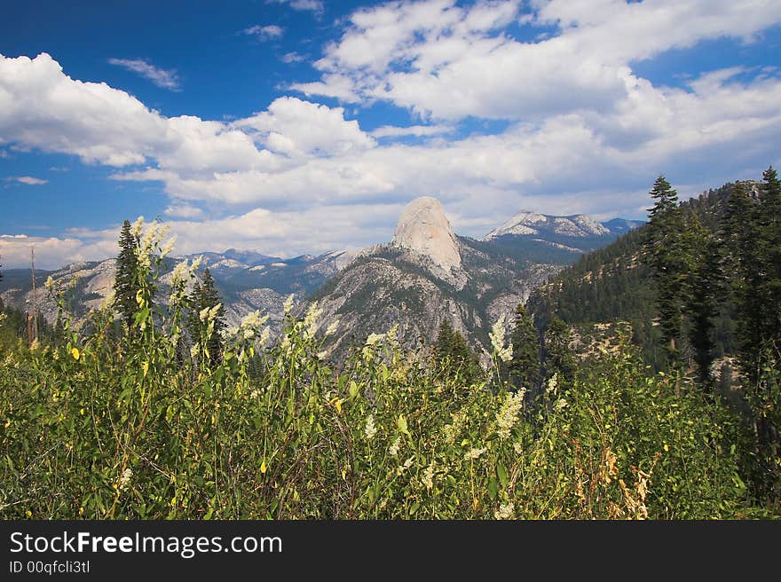 Scenic view of Half Dome in Yosemite, California, from Panorama trail. Scenic view of Half Dome in Yosemite, California, from Panorama trail.