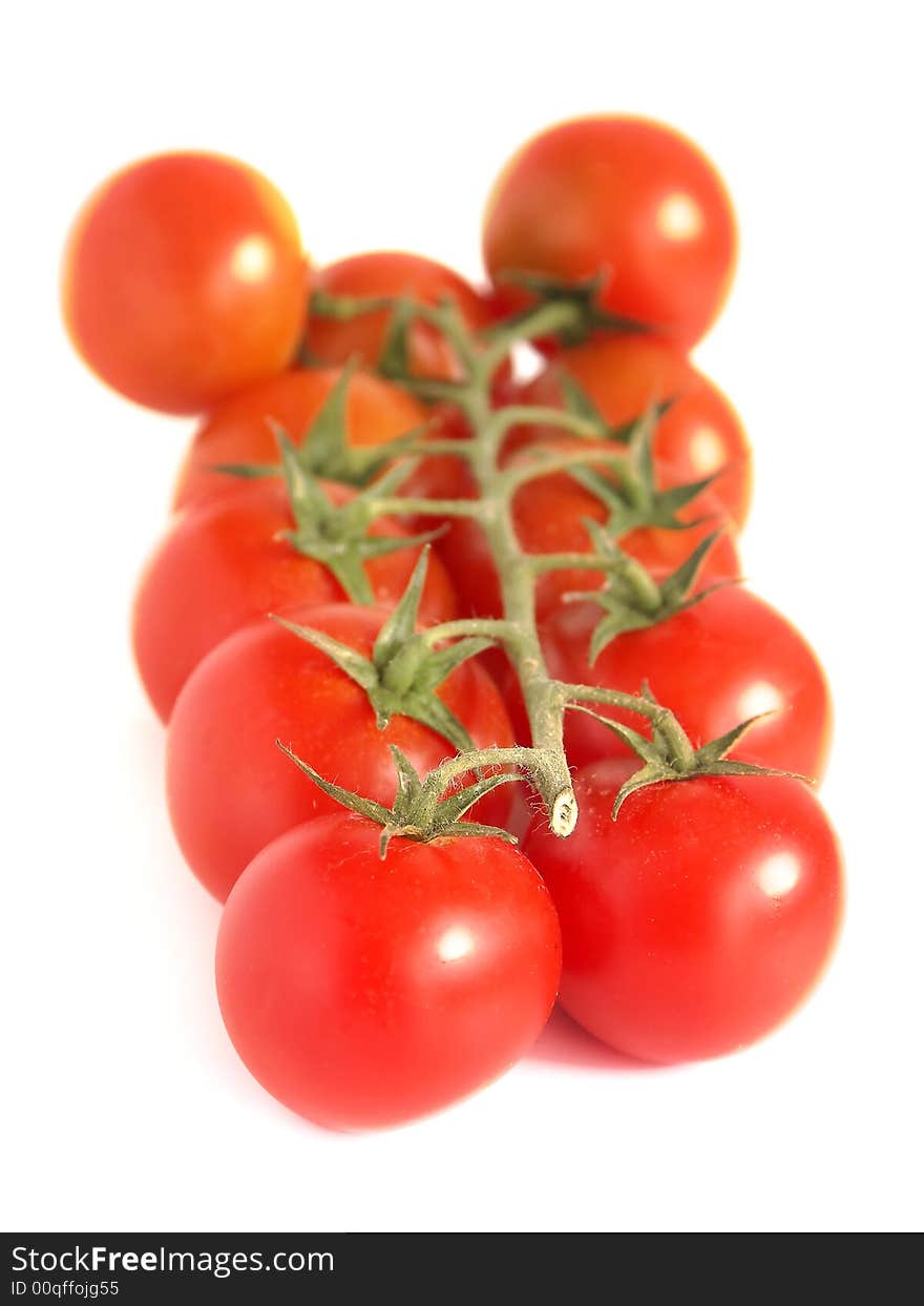 Sherry tomato with white background.