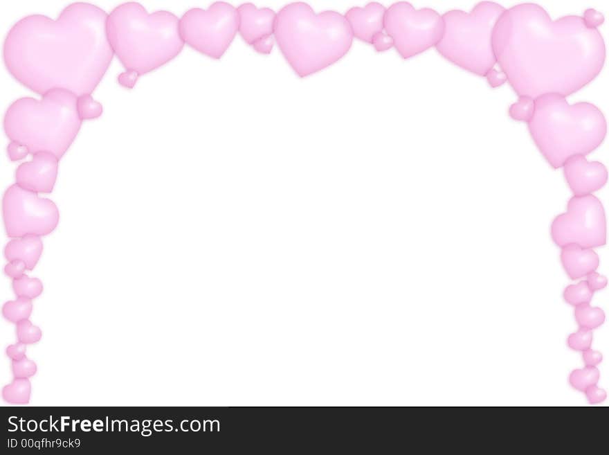 A frame made of pink bubbly hearts. A frame made of pink bubbly hearts