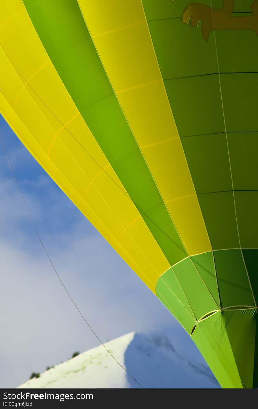 Hot air balloon over the mountain