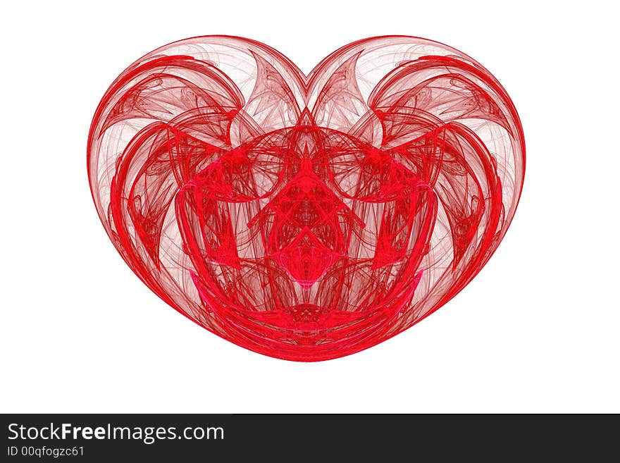 Another red heart fractal on a white background.